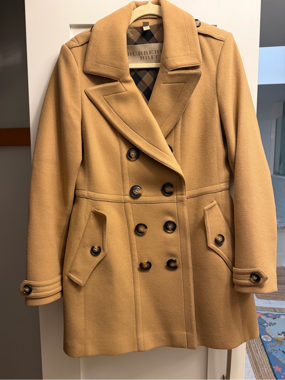 Burberry Brit Women’s Classic Camel Wool Cashmere Blend Peacoat Size 10 - Picture 10 of 17